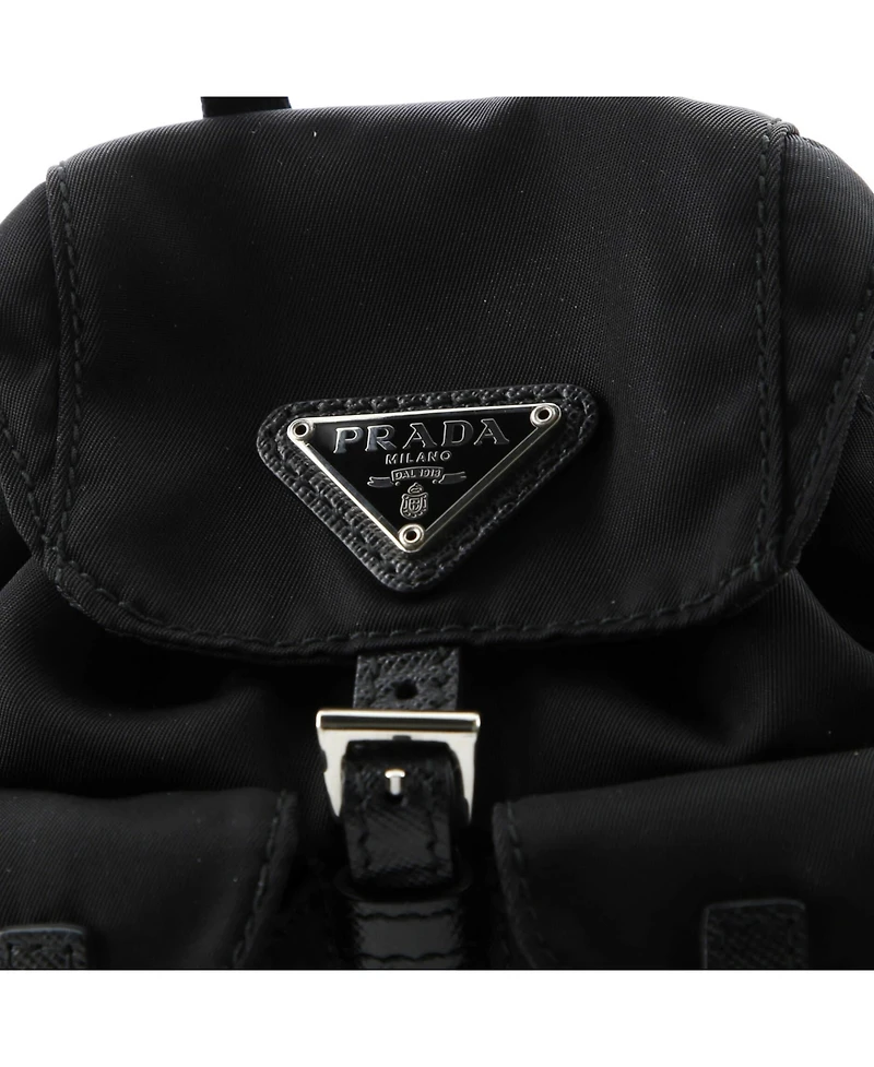 Pre-Owned Prada Mini Double Pocket Backpack Chain Shoulder Bag Re-Nylon