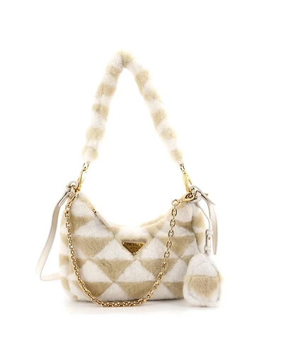 Pre-Owned Prada Mini Re-Edition Shoulder Bag Shearling