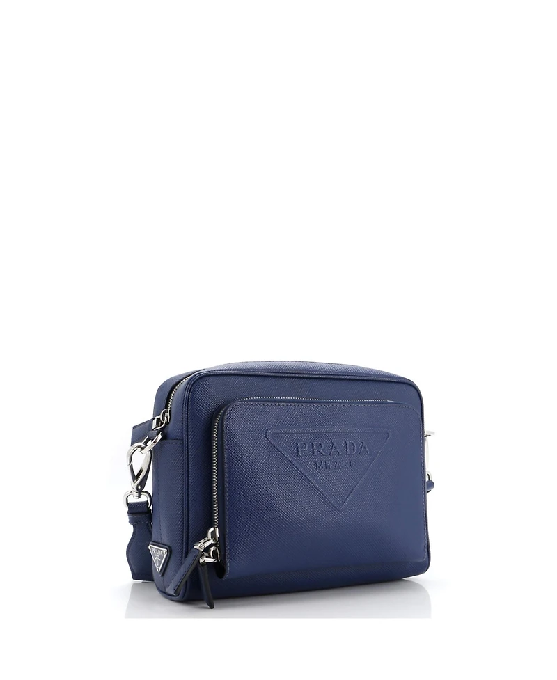 Pre-Owned Prada Small Triangle Logo Messenger Bag Embossed Saffiano Leather