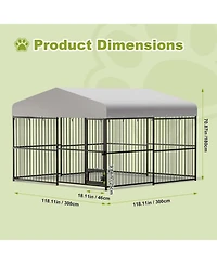 gaomon 10x10x6 ft Outdoor Dog Kennel for Large Dogs, Lockable Dog Enclosure with Uv-Resistant Waterproof Roof