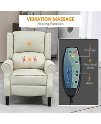 Boyel Living Vibration Massage Recliner Chair with Heat Linen Fabric Push Back Living Room Sofa