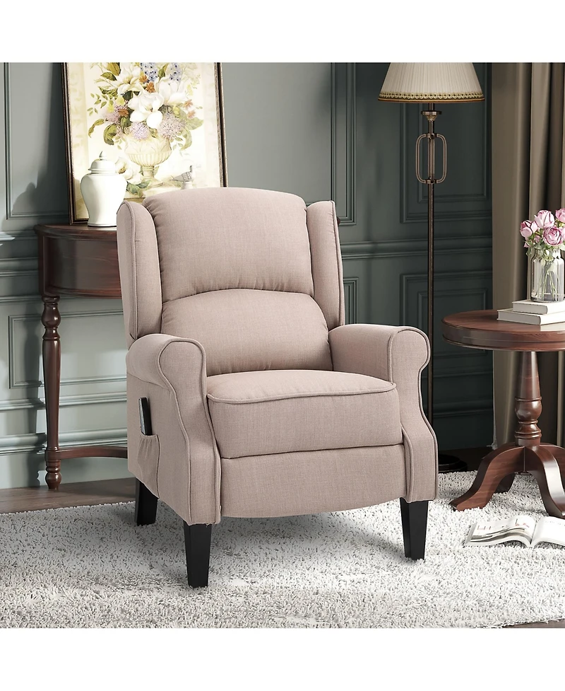 Boyel Living Vibration Massage Recliner Chair with Heat Linen Fabric Push Back Room Sofa
