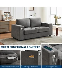 gaomon 70" Oversized Cloud Couch, Mid-Century Chenille Sofa with Usb & Side Pockets, Deep Seat