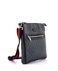 Pre-Owned Gucci Medium Web Strap Front Zip Messenger Bag Gg Coated Canvas