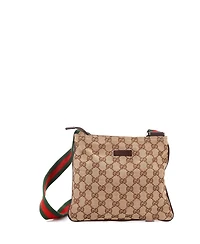 Pre-Owned Gucci Small Web Strap Zip Messenger Bag Gg Canvas