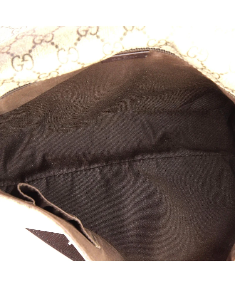 Pre-Owned Gucci Medium Web Flap Messenger Bag Gg Coated Canvas