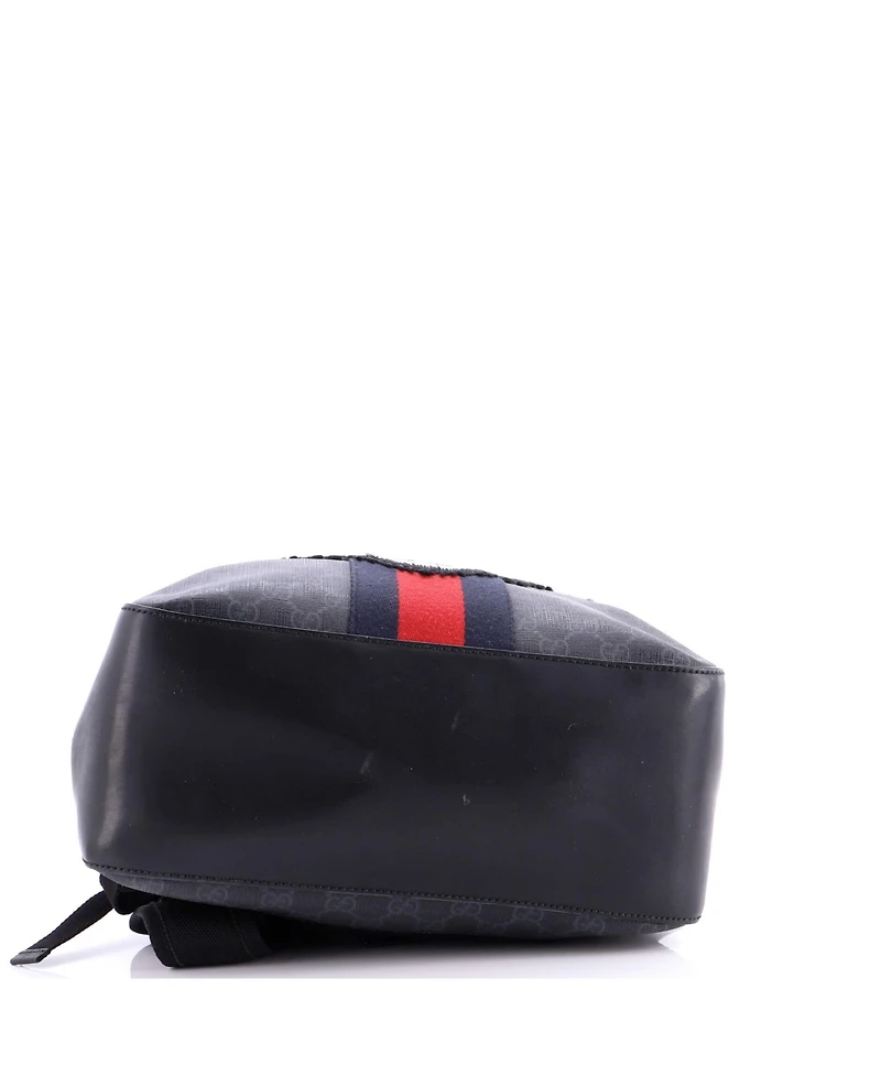 Pre-Owned Gucci Medium Angry Cat Web Backpack Gg Coated Canvas with Applique