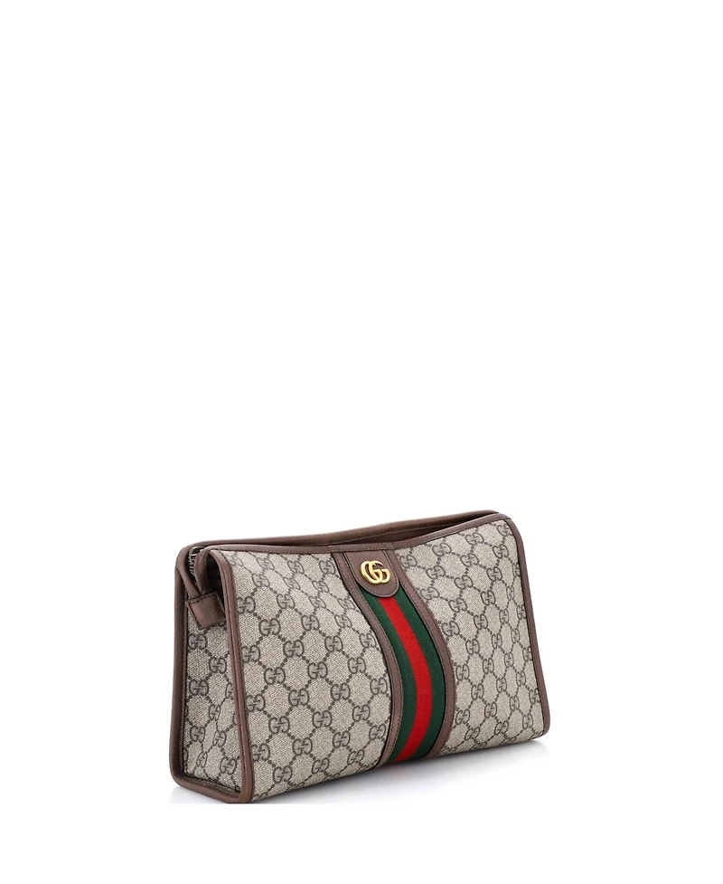 Pre-Owned Gucci Large Ophidia Toiletry Pouch Gg Coated Canvas