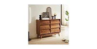 Flynama Traditional 6 Drawer Dresser Espresso Finish Sturdy Construction for Bedroom Living Room Storage