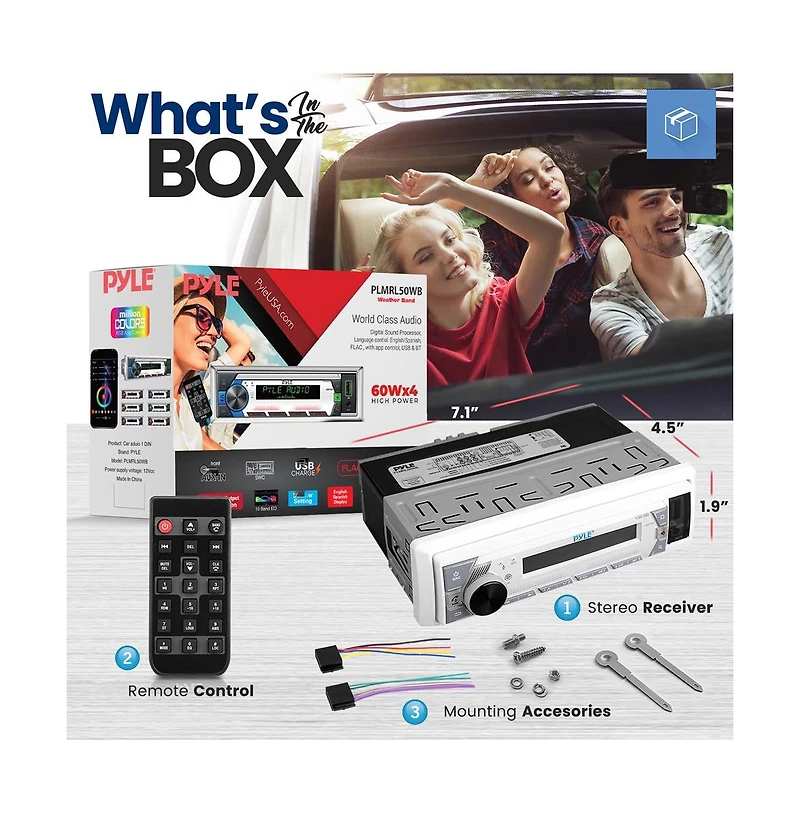 Pyle Single Din Am/Fm/MP3/Usb/Aux Stereo Receiver with Bluetooth (PLMRL50WB)