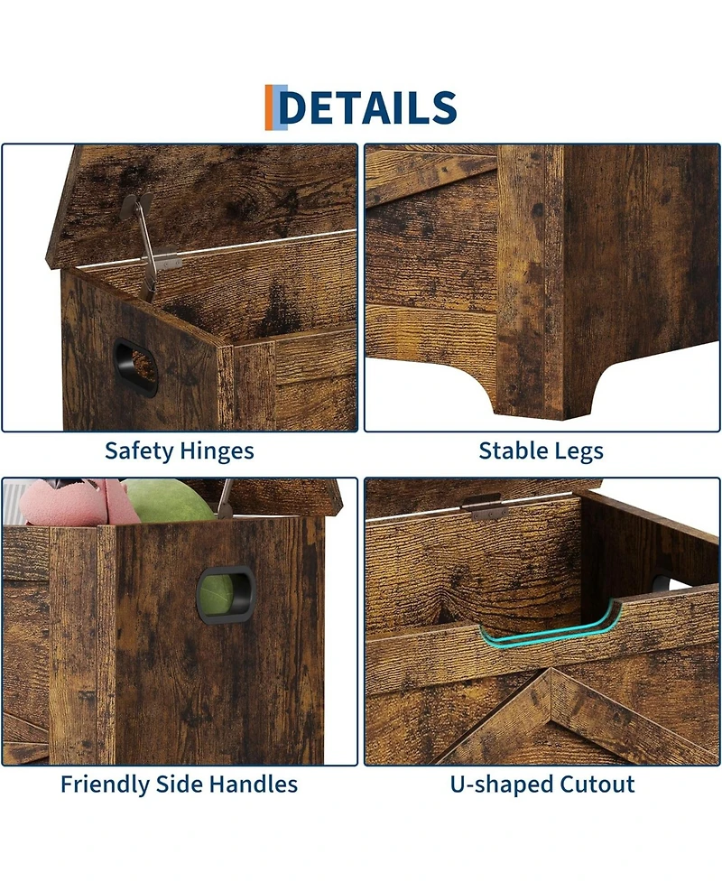gaomon 23.6" Storage Chest, Wooden Bench with Safety Hinge, Easy Assembly, Large Toy Chest for Entryway