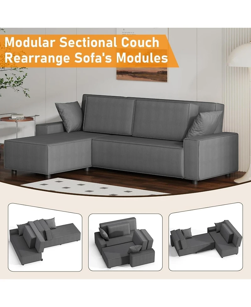 gaomon 70" Oversized Cloud Couch, Mid-Century Chenille Sofa with Usb & Side Pockets, Deep Seat