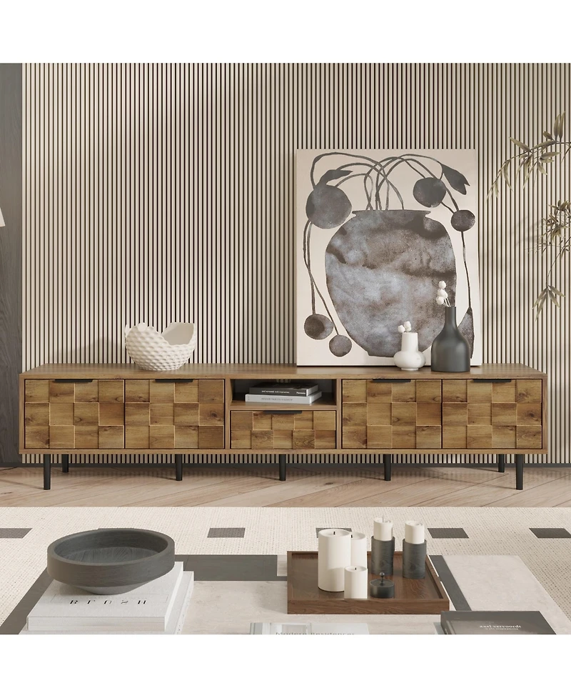 sumyeg 78" Wood Cabinet Tv Stand Consoles with Storage