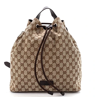 Pre-Owned Gucci Medium Drawstring Backpack Gg Canvas