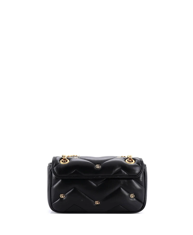 Pre-Owned Gucci Small Gg Marmont Flap Bag Studded Matelasse Leather