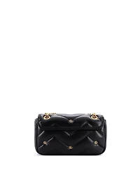 Pre-Owned Gucci Small Gg Marmont Flap Bag Studded Matelasse Leather