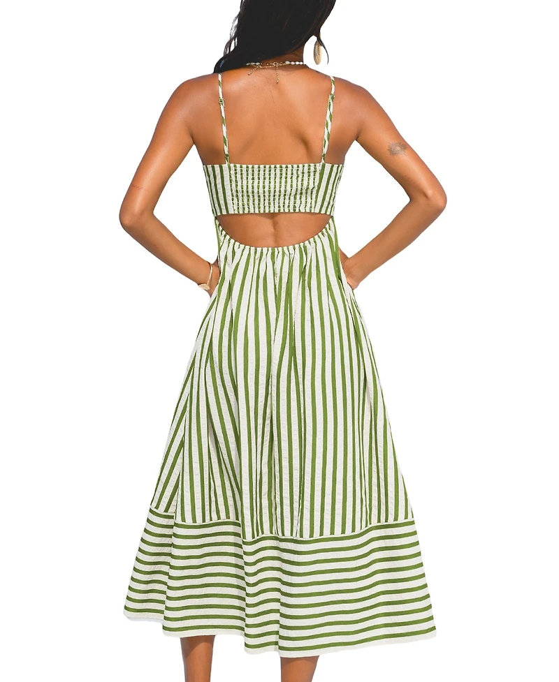 Cupshe Women's So Grounding Striped Maxi Beach Dress
