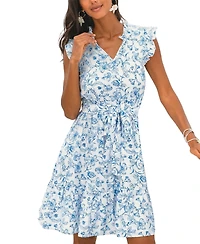 Cupshe Women's Porcelain Meadow Floral Mini Beach Dress