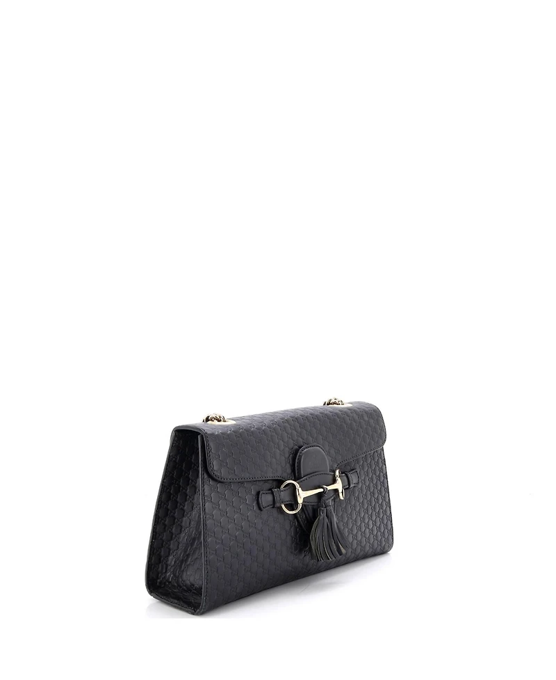 Pre-Owned Gucci Medium Emily Chain Flap Bag Microguccissima Leather