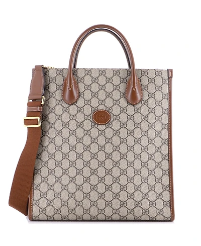 Pre-Owned Gucci Vertical Interlocking G Tote Gg Coated Canvas