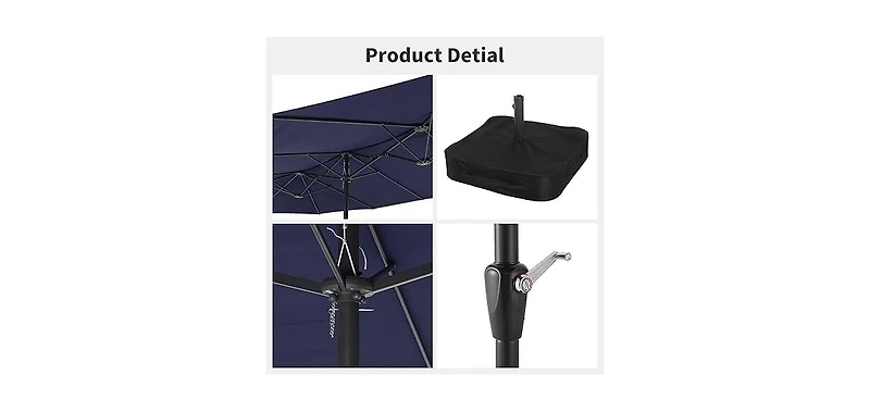 gaomon 15 ft Double Sided Rectangular Patio Umbrella with Crank, Outdoor Sun Shade