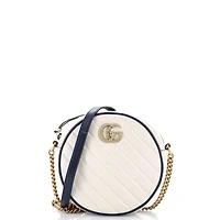 Pre-Owned Gucci Mini Gg Marmont Round Shoulder Bag Diagonal Quilted Leather