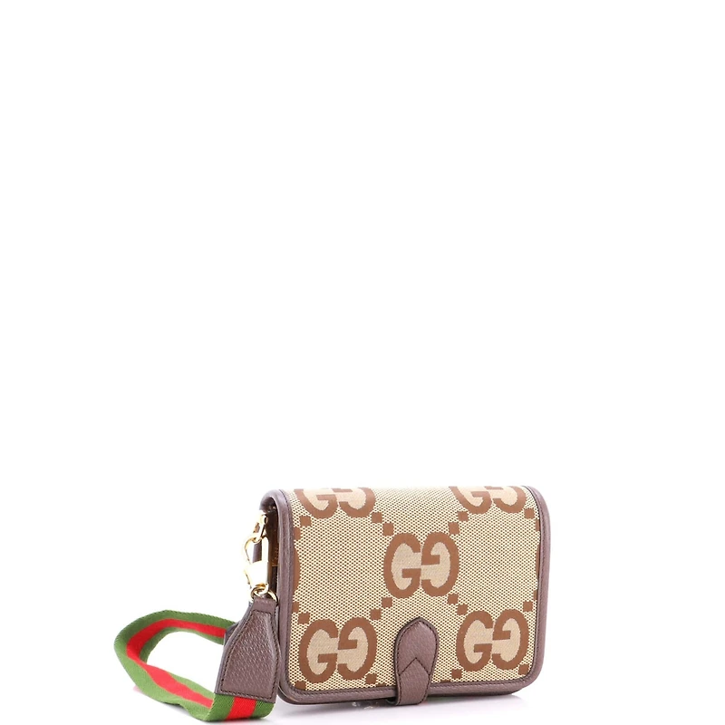 Pre-Owned Gucci Small Buckle Messenger Bag Jumbo Gg Canvas