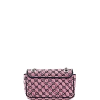 Pre-Owned Gucci Small Gg Marmont Flap Bag Diagonal Quilted Gg Canvas with Leather