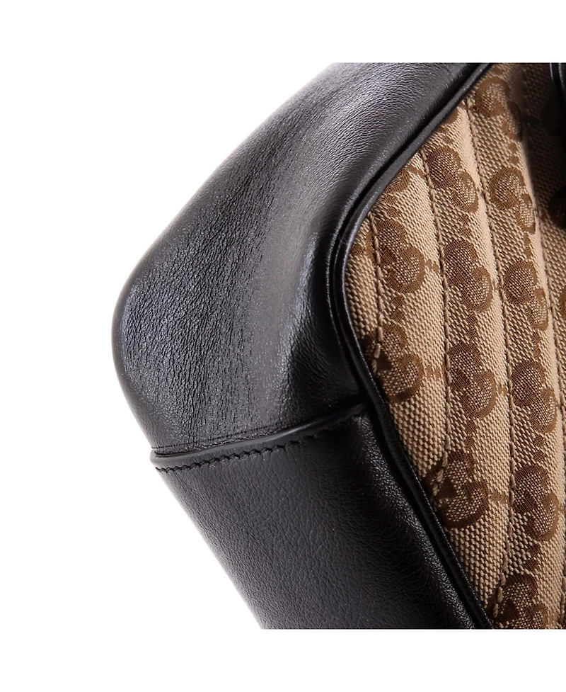 Pre-Owned Gucci Small Gg Marmont Flap Bag Diagonal Quilted Gg Canvas with Leather