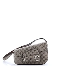 Pre-Owned Gucci Small Horsebit 1955 Asymmetric Shoulder Bag Gg Coated Canvas