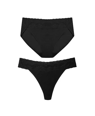 Natori Women's Bliss Perfection One French Cut Brief andThong 2-Pack