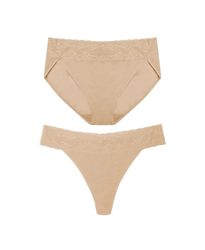 Natori Women's Bliss Perfection One French Cut Brief andThong 2-Pack