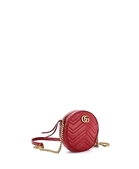 Pre-Owned Gucci Mini Gg Marmont Round Shoulder Bag Matelasse Leather