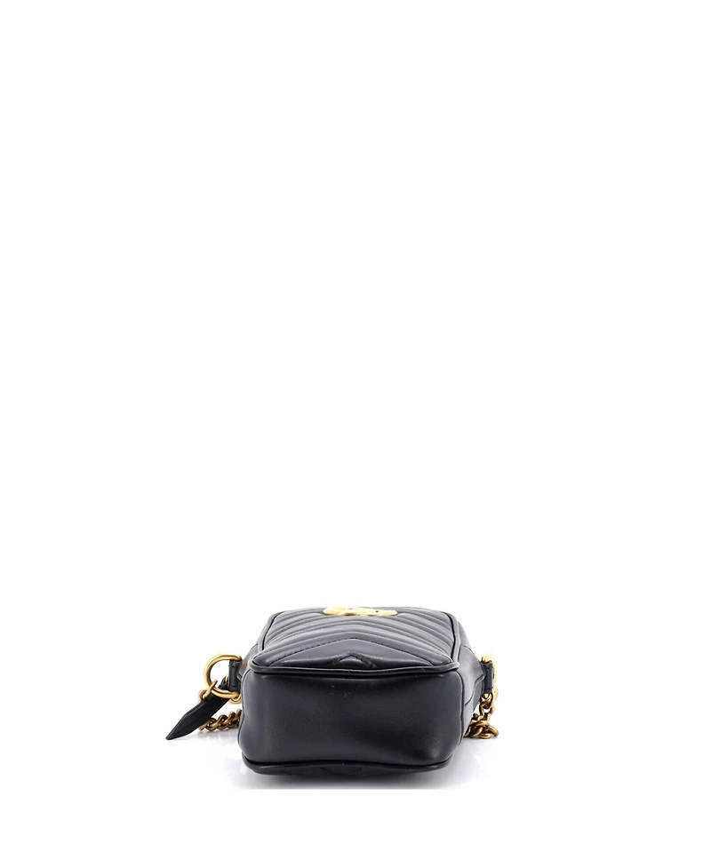 Pre-Owned Gucci Mini Gg Marmont Vertical Phone Crossbody Bag Matelasse Leather