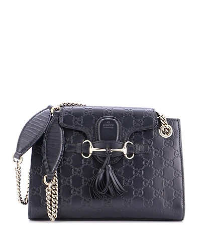 Pre-Owned Gucci Small Emily Chain Flap Shoulder Bag Guccissima Leather