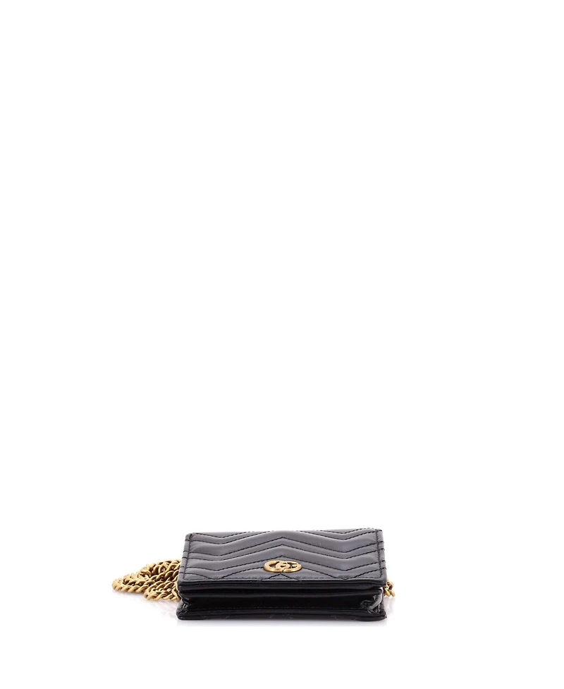 Pre-Owned Gucci Gg Marmont Card Case on Chain Matelasse Leather