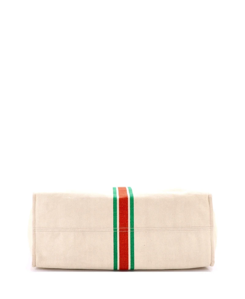 Pre-Owned Gucci Large Foldable Web Tote Canvas with Leather