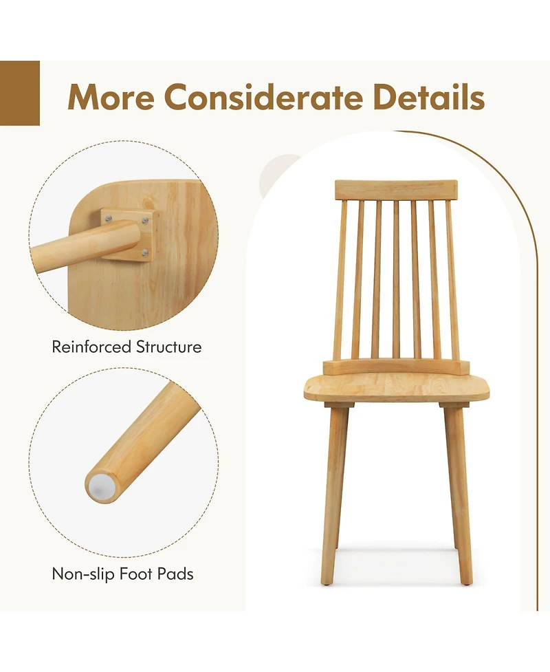 Gymax 4 Pcs Winds or Dining Chairs w/ High Spindle Back Rubber Wood Legs