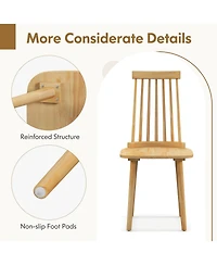 Gymax 4 Pcs Winds or Dining Chairs w/ High Spindle Back Rubber Wood Legs