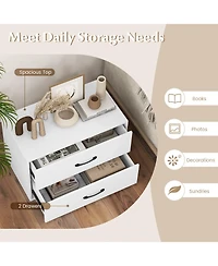 Sugift 2-Drawer Stackable Horizontal Storage Cabinet Dresser Chest with Handles