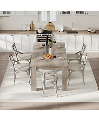 gaomon 71" Farmhouse Dining Table for 6-8, Thick Rectangular Top & Wide Legs