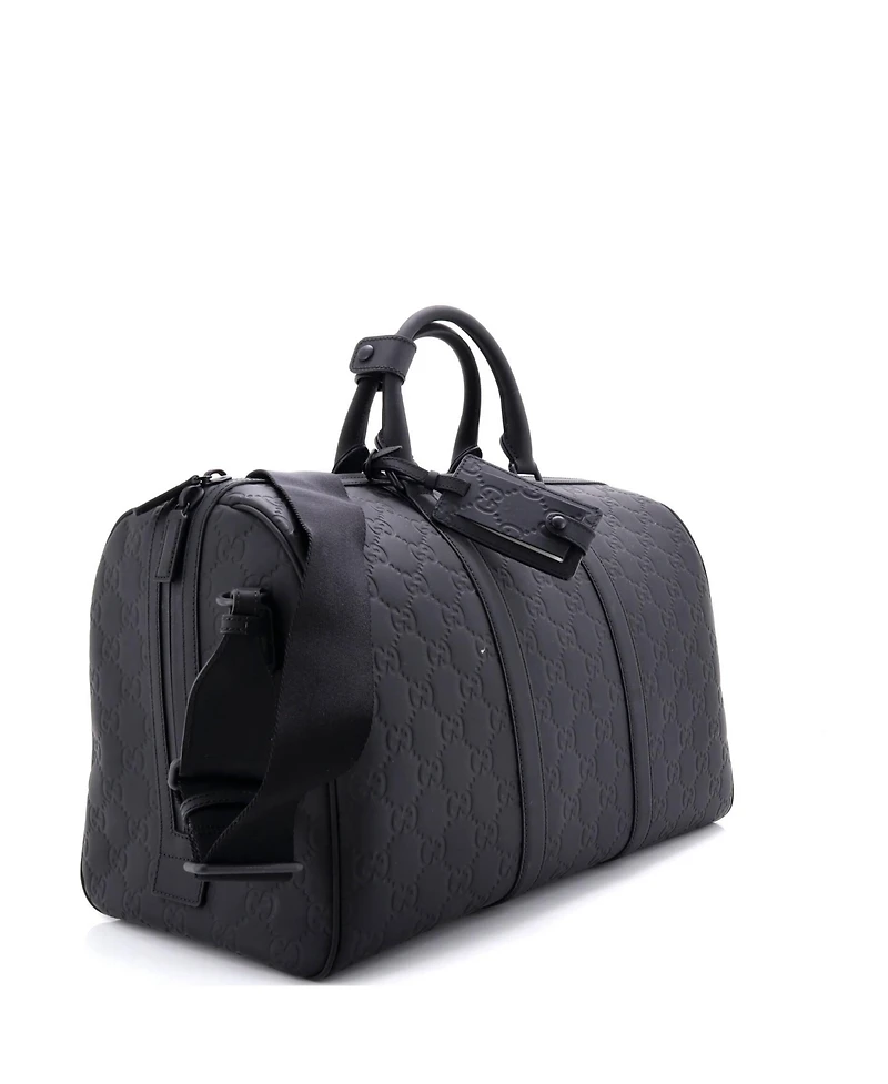 Pre-Owned Gucci Medium Convertible Duffle Bag Gg Rubber Effect Leather