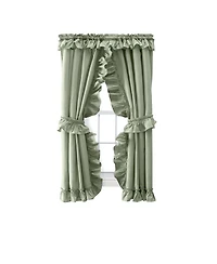 Ellis Curtain 70% Polyester 30% Cotton Stacey Ruffled Prscilla Curtain Panel Pairs With Tiebacks 54"