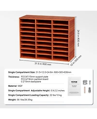 Gouun 27 Compartment Wood Literature Organizer with Adjustable Shelves