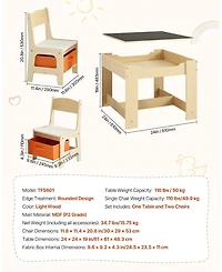 Gouun Kids Table and 2 Chairs Set with Reversible Top and Storage for Art and Learning