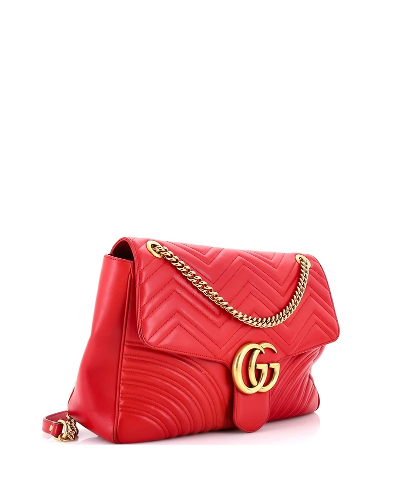Pre-Owned Gucci Large Gg Marmont Flap Bag Matelasse Leather