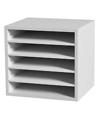 Gouun 5 Compartment Wood Literature Organizer with Adjustable Shelves