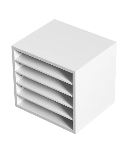 Gouun 5 Compartment Wood Literature Organizer with Adjustable Shelves