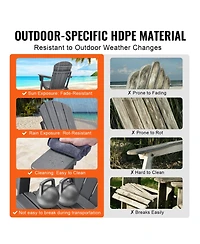 Clihome Plastic Adirondack Chair Set of 2, All-Weather Folding Dining Chair