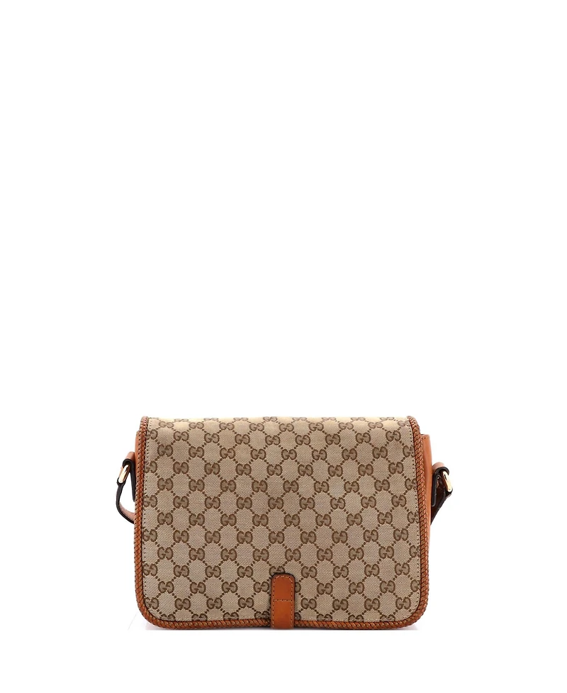 Pre-Owned Gucci Medium Marrakech Messenger Bag Gg Canvas with Leather